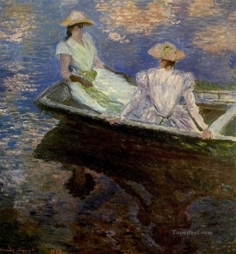  boat - Young Girls in a Row Boat Claude Monet